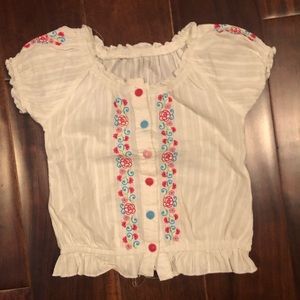 Shirt Sleeve White Shirt, with Colorful Designs